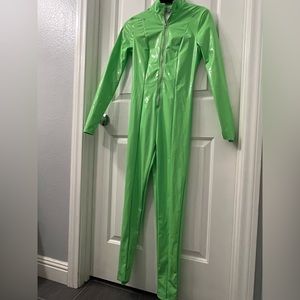 Lily Latex Women’s Jumpsuit Neon Green Size Small